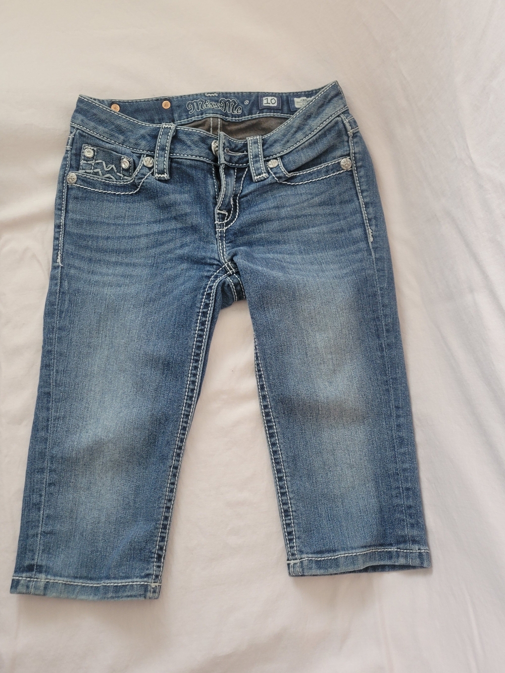 Miss Me Blue Girl's Denim Capri Jeans - Size 10